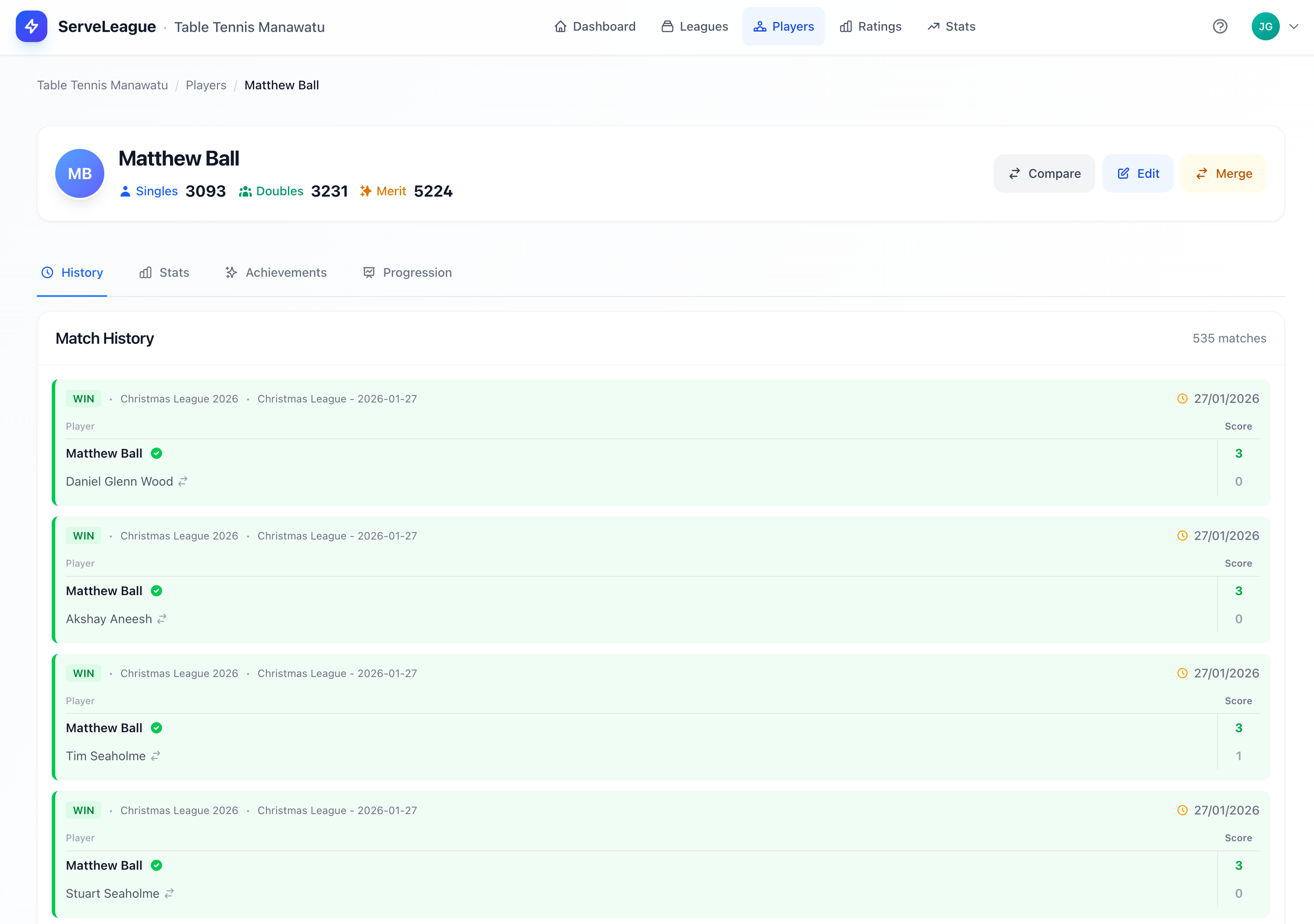 Head-to-head comparison view